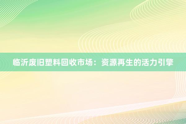 临沂废旧塑料回收市场：资源再生的活力引擎