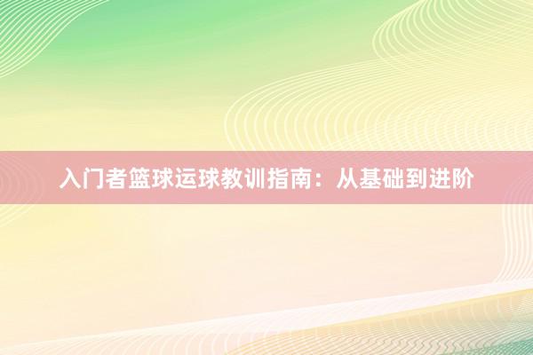 入门者篮球运球教训指南：从基础到进阶